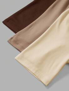 SHEIN BASICS 3件套休闲纯色针织圆领短袖连体衣（女款） - 彩色 - 查看 10