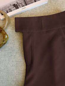 INAWLY Quần short túi đơn sắc thường ngày cho nữ, đa năng - màu nâu - Xem 4