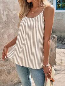 EMERY ROSE Tank Top Tanpa Lengan Kasual Motif Garis-garis untuk Wanita, Atasan Musim Panas - MultiWarna - View 4