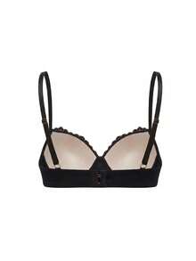 DesireSculpt Lace Patchwork Bow Underwire Bra For Women - Black - View 5