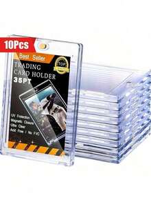 10-Pack Transparent Acrylic Magnetic Card Case For Collectibles - Super Protective 35-Point Trading Card Display Case, Suitable For Baseball, Football, And Sports Game Cards - Gold Color, Scratch-Resistant, Easy-To-Assemble Storage Solution, Football Card Case, Graded Card Case, Magnet, Game Card Case, LPS Doll, Acrylic Card Case - Multicolor - View 7