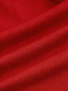 Comfortcana Celana Pendek Kasual Bergaris Samping dengan Pinggang Elastis Ukuran Besar, Merah - Merah - View 4