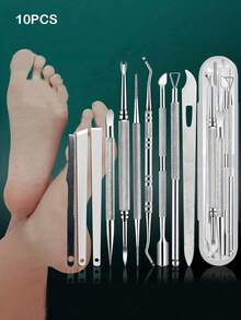 10-In-1 Pedicure Kit With Foot Files, Mother's Day Gifts, Gifts For Women, Gifts For Wife, And Rasp - Perfect For Removing Hard Dead Skin And Exfoliating Feet - Portable Storage Box Included, Travel Kit - multicolor - View 10
