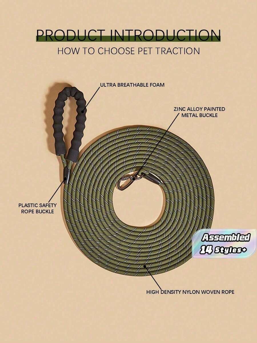 Pet Training Rope, Lightweight Leash Preventing Escaping For Outdoor Walking - Army Green - View 1