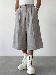 TOKVUE Men's Casual Striped Wide Leg Shorts - Light Grey - View 4