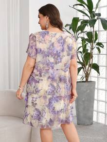 Reflora Đầm nữ cỡ lớn in hoa, cổ tròn, tay bồng, dáng rộng, thoải mái - Nhiều màu - Xem 2