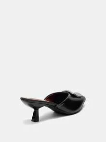 Bholvia Women's Fashion Pointed Toe High Heel Pumps,Elegant,Mule,Party,Kitten Heels - Black - View 7
