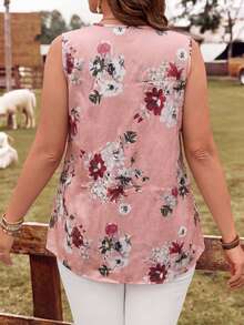 EMERY ROSE Áo không tay in hoa cỡ lớn dành cho nữ, thích hợp cho kỳ nghỉ. - Hồng - Xem 2