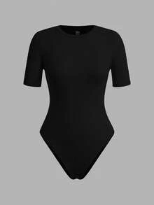 SHEIN BASICS 3件套休闲纯色针织圆领短袖连体衣（女款） - 彩色 - 查看 14