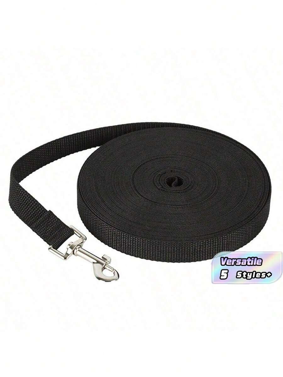 1PC Extra Long Pet Leash, Polyester Dog Training Leash, 5.9-50 Feet, For Obedience, Play, Camping And Backyard Exercise - Suitable For All Dog Breeds - Allows Dogs More Activity Range - Black - View 1