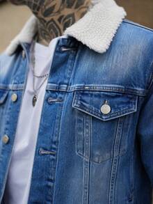 Artur Kramer Áo khoác denim dài tay kiểu Mỹ cổ điển dành cho nam, thích hợp cho mùa thu. - Rửa trung bình - Xem 3