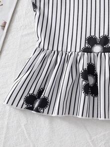 Tween Girl Floral Striped Ruffle Hem Camisole And Palazzo Pants 2 Pieces Set - Multicolor - View 6