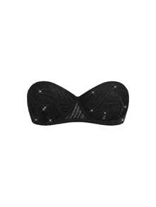 DesireSculpt 1 pieza Sujetador con aros de talla estándar para mujer de tela floral hidrosoluble - Negro - Ver 1