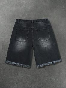 Manfinity EMRG Quần short denim đính đá thời trang dành cho nam - màu đen - Xem 2