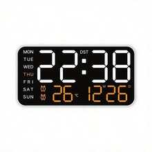LED Digital Wall Clock With Temperature Display, Date And Weekday - Dual Alarm, 12/24 Hour Format, Perpetual Calendar, Rectangular, Ideal For Bedroom Decor - Battery model - View 9