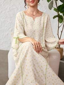 Yasmyna Ditsy Floral Patchwork Loose Fit Elegant Floral Dress, Flattering And Age-Reducing For Women - Multicolor - View 6