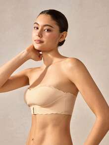 Veilyse Women's Invisible Strapless Sexy Front Closure Push-Up Bra, Wireless Bra For Backless/Strapless Tops - Apricot - View 3