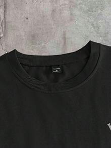 AXEPEAK Áo thun nam dáng rộng, thoải mái, thời trang, in họa tiết, đa năng, thích hợp cho kỳ nghỉ. - màu đen - Xem 4