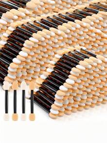 10/50/100/200PCS Double-Sided Eye Shadow Applicators - Soft Sponge Makeup Brushes For Women, Eyebrow & Eyeshadow Blending Tool, Spoolie Brush, Bulk Giveaways, Party Favors, Professional Makeup Supplies - Multicolor - View 2