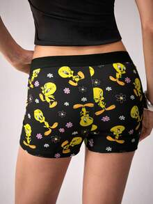 LOONEY TUNES X SHEIN Women's Cartoon Print Leggings, - Black - View 2