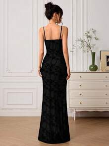 EastFlair Đầm hai dây đính hạt họa tiết hoa dành cho nữ, kiểu dáng thời trang cho kỳ nghỉ biển. - màu đen - Xem 8