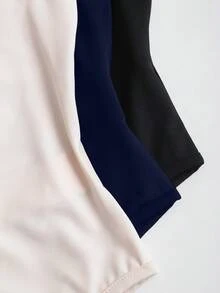Sweetra 3件套女士休闲无袖连体衣，简约修身低领纯色，杏色、咖啡棕色和黑色，适合春夏穿着。 - 彩色 - 查看 3