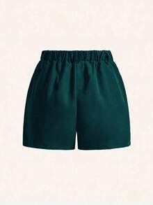 EMERY ROSE Shorts Casuais Soltos com Bolso para Mulheres Plus Size - Verde Escuro - Visão 2