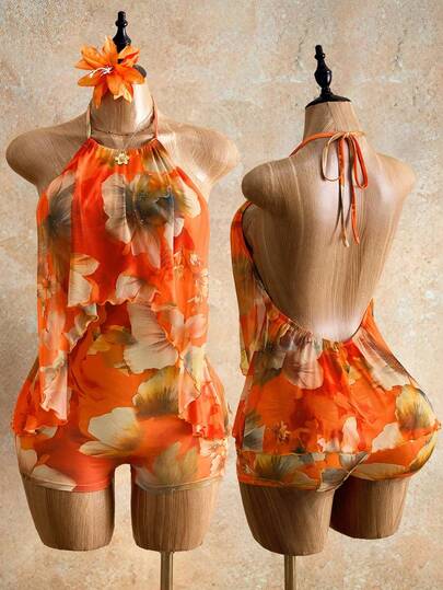 Mistrie The Lady's New Sexy Sleeveless Sexy Romper, Net Fabric That Exposes The Skin, A Sexy Backless Design, Is Suitable For Beach Vacations, Music Festivals, Easter, Various Holiday Outings, Daily Street Wear, IN Style Matching Outfits, And Graduation Season Outfits.