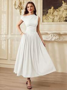 Vintamour Vintage Elegant Women's Dress With Pockets Ruched Oblique Shoulder Casual Commute Holiday Party Dress Long Summer Dress For Women Summer Clothes Summer Holiday Outfits Spring Outfit Women Spring Break Outfits Spring Clothing Spring Dress Women Valentine's Day Outfit Valentine Outfits For Women Valentine Clothes Valentine Dress Valentines Day Dress Elegant Party Dresses For Women Wedding Guest Dress For Women Elegant Dresses For Women,Summer Dresses For Women - White - View 2