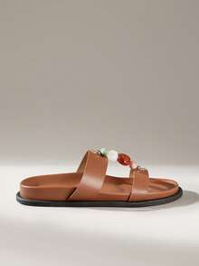 Solecia Women Shoes Women's Fashion Brown Comfort Flat Beach Sandals Women's Flat Sandals Summer - Brown - View 1