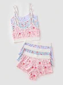 Chillnights HELLO KITTY AND FRIENDS | SHEIN 6pcs Collaboration Women's Lingerie Set - Multicolor - View 6