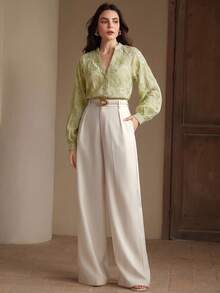 Anewsta Fashionable & Elegant Party Sequin Embroidered Long Sleeve Blouse For Women - Green - View 5