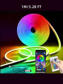 3.28 英尺/6.56 英尺/9.84 英尺/16.4 英尺 LED 灯，5V RGB LED 霓虹灯带，卧室 LED 灯，24 键遥控智能灯带，RGB 变色 LED 灯，卧室、客厅、家庭圣诞派对装饰，手机应用程序控制 LED 灯带，房间装饰用品 - 彩色光 - 查看 15