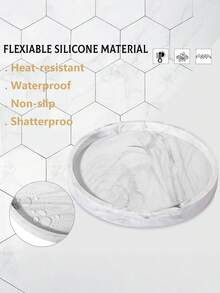 1pc/2/3pcs Dressing Table Tray, Silicone Round Tray Decorative Storage Organizer For Bathroom Toilet Tank Bedroom Kitchen Countertop, Jewelry Storage Dressing Table Tray For Candles, Lotion Bottles, Cosmetics, Marble White - Round bergite - View 7
