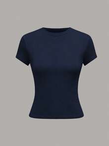 Plivvot Camiseta casual de mujer de manga corta de unicolor, versátil - Multicolor 10 - Ver 3