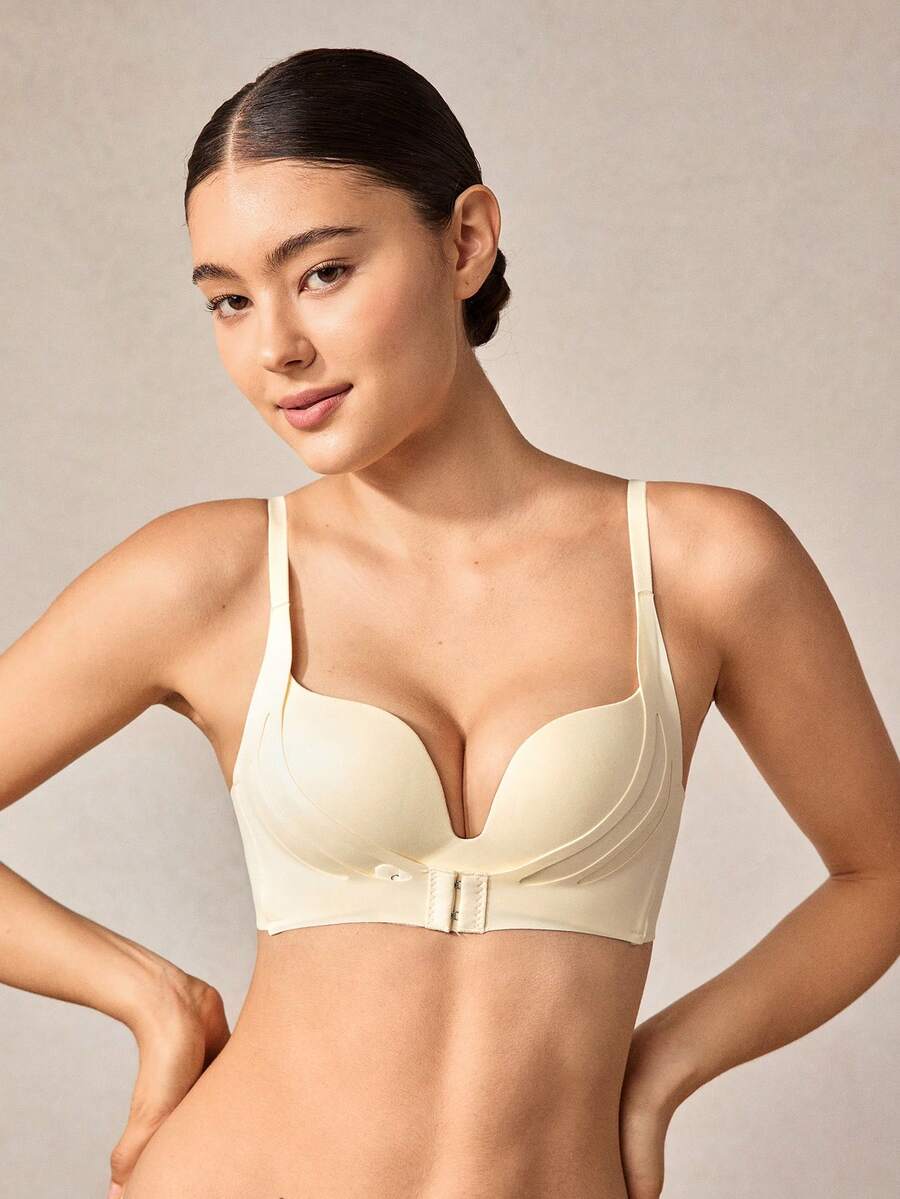 Veilyse 女士白色带衬垫钢圈文胸 - 凸显小胸围女性的乳沟 - 白色 - 查看 1
