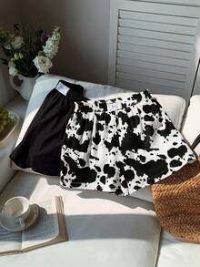 Comfortcana Quần short cỡ lớn dáng rộng in họa tiết bò sữa dành cho lễ hội âm nhạc mùa hè. - Nhiều màu - Xem 3