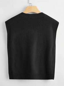SHEIN Franclia Áo len nữ vest - màu đen - Xem 2