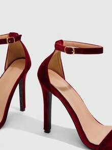 CUCCOO SZL Women's Square Toe Stiletto Heels Sexy Fashion Strap Burgundy High Heel Sandals, Bad Girl Nighttime Street Style Outfit, Sexy Date Party Summer Wear For Christmas Spring Shoes Prom Heels Summer Shoes - Burgundy - View 3