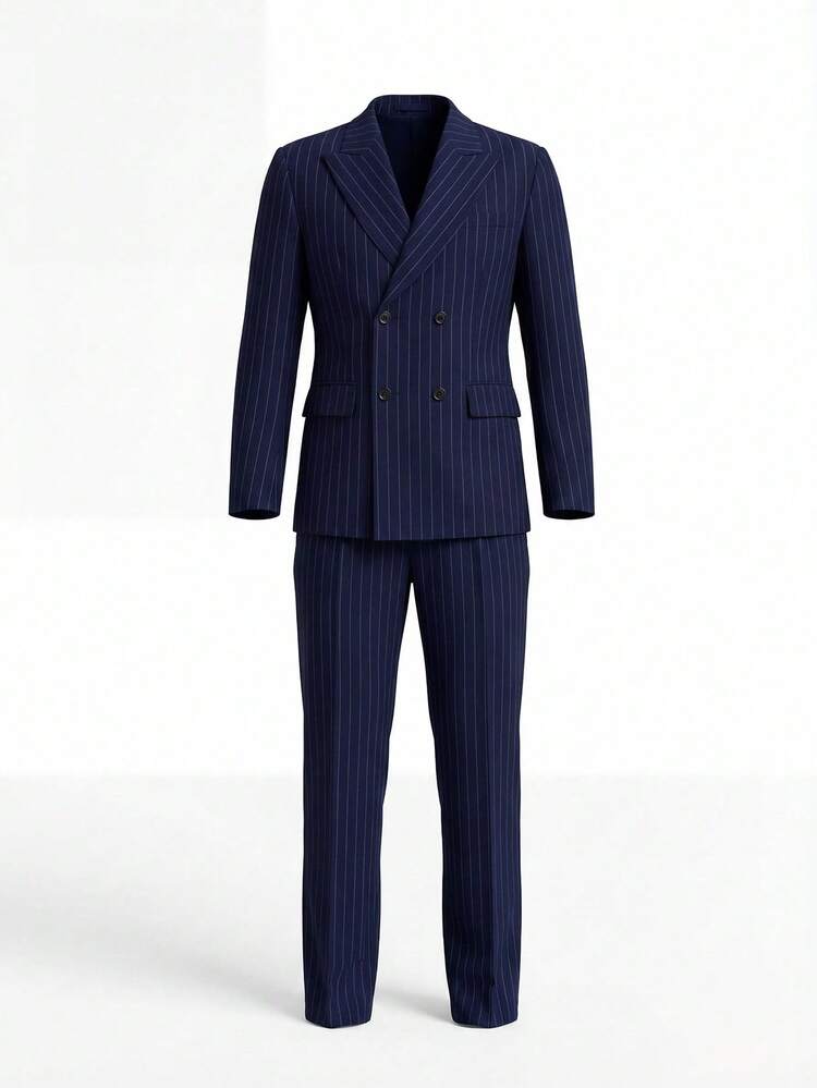 Double Breasted Pinstripe Suit With Matching Pants