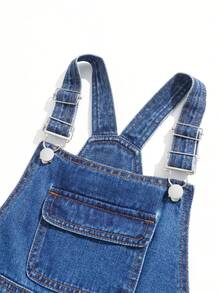 Peto y mono vaquero para niños de talla grande - Azul lavado medio - Ver 4