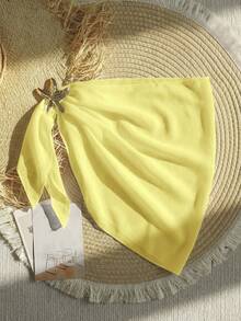 SHEIN Váy sarong đi biển trang trí sao biển kim loại cho bé gái - Màu vàng - Xem 1