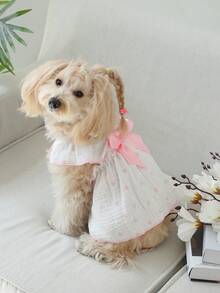 PETSIN One Piece Cute Romantic Heart Strap Ruffled Hem Pet Dress - Pink - View 6