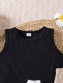 SHEIN Vintaside Kids 3件套少女百搭黑色、白色、卡其色弹力吊带背心，适合日常休闲、度假、夏季穿着 - 彩色 - 查看 5