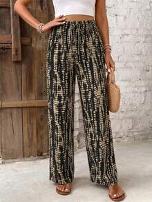 SHEIN Frenchy Quần ống rộng nữ kiểu dáng thường ngày, trang phục thường ngày nữ, quần áo mùa hè nữ. - Nhiều màu - Xem 5