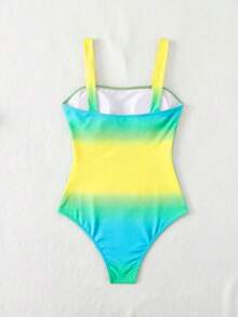 Swim Lushoire Áo tắm liền thân nữ thanh lịch, tôn dáng, phối ombre, xếp ly, dây đeo rộng. - Màu xanh Bạc hà - Xem 4