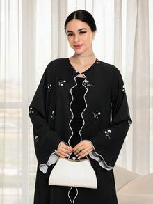 Yasmyna Áo choàng Abaya - màu đen - Xem 4