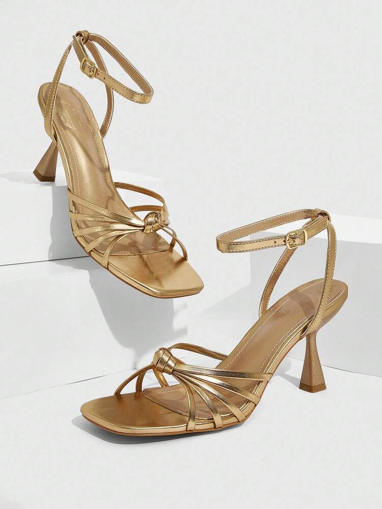 CUCCOO SZL Sexy Strappy Knotted Square Toe High Heels, Stylish Platform Sandals For Women, Suitable For Nightclub, Party, Music Festival Prom Heels Summer Shoes