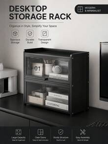 Nuevo estante de almacenamiento de escritorio práctico, organizador de maquillaje de 2/3 niveles de acrílico transparente, gran capacidad para almacenamiento de encimera de cocina, ideal para almacenar cosméticos y artículos de despensa, regalo perfecto para fiestas, estante de almacenamiento de varias capas, estantería multifuncional - Multicolor - Ver 1