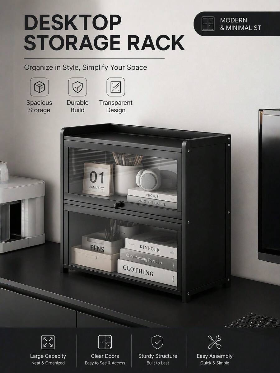 Nuevo estante de almacenamiento de escritorio práctico, organizador de maquillaje de 2/3 niveles de acrílico transparente, gran capacidad para almacenamiento de encimera de cocina, ideal para almacenar cosméticos y artículos de despensa, regalo perfecto para fiestas, estante de almacenamiento de varias capas, estantería multifuncional - Multicolor - Ver 1